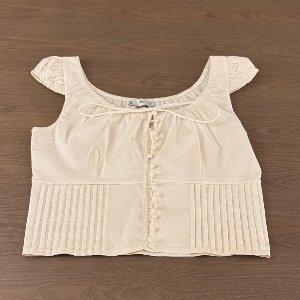Mango Off-White Button-Front Blouse